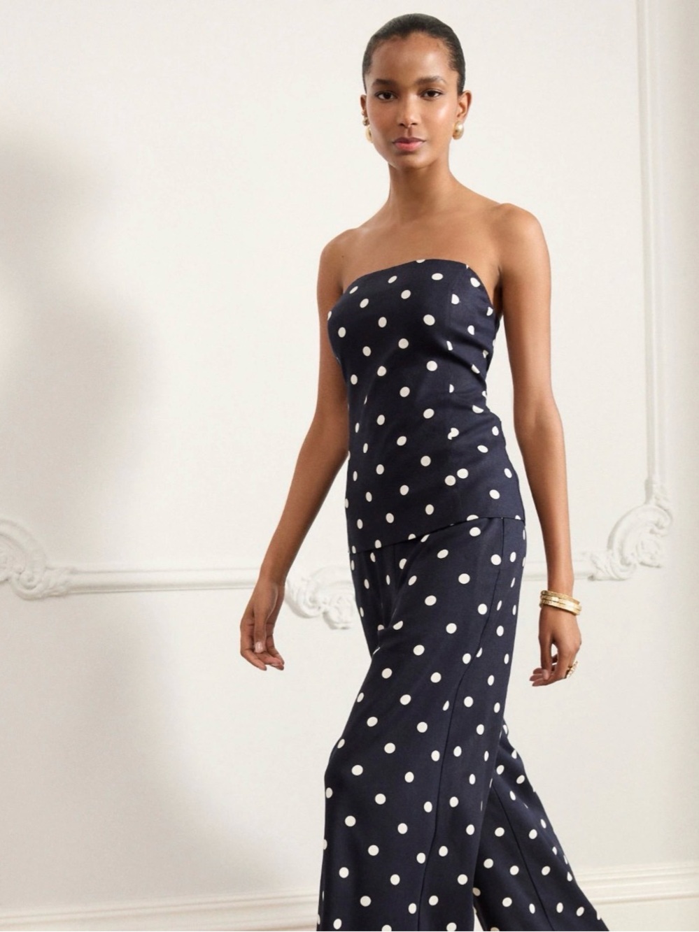next Navy  staples top White Polka Dots